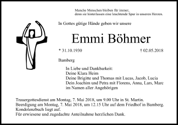Anzeige von Emmi Böhmer von MGO