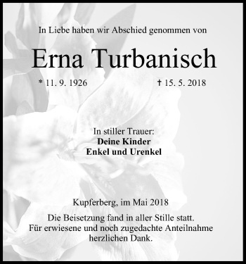 Anzeige von Erna Turbanisch von MGO