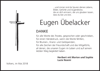 Anzeige von Eugen Übelacker von MGO