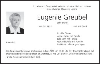 Anzeige von Eugenie Greubel von MGO