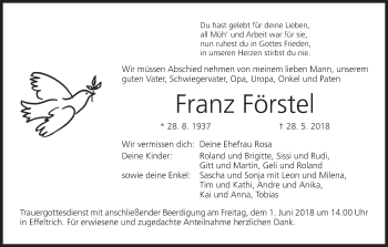 Anzeige von Franz Förstel von MGO