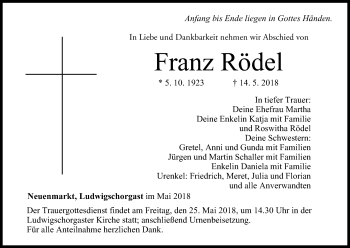 Anzeige von Franz Rödel von MGO