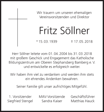 Anzeige von Fritz Söllner von MGO