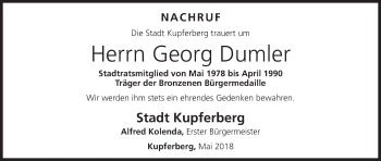Anzeige von Georg Dumler von MGO