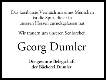 Anzeige von Georg Dumler von MGO