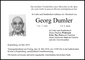 Anzeige von Georg Dumler von MGO