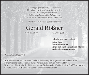 Anzeige von Gerald Rößner von MGO