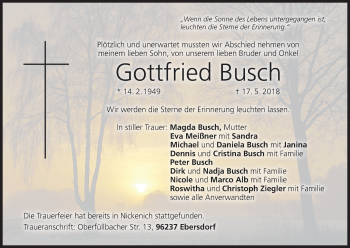 Anzeige von Gottfried Busch von MGO