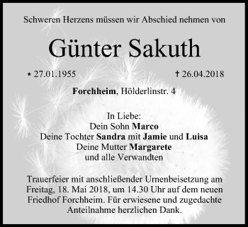 Anzeige von Günter Sakuth von MGO