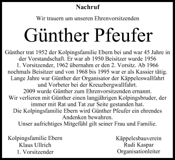 Anzeige von Günther Pfeufer von MGO