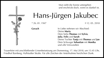 Anzeige von Hans-Jürgen Jakubec von MGO