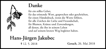 Anzeige von Hans-Jürgen Jakubec von MGO