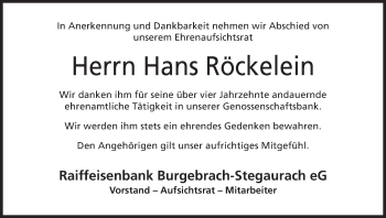 Anzeige von Hans Röckelein von MGO
