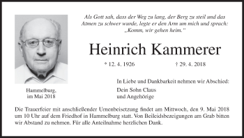 Anzeige von Heinrich Kammerer von MGO