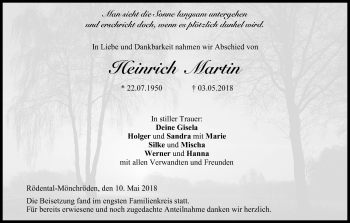 Anzeige von Heinrich Martin von MGO
