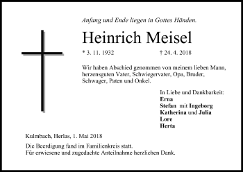 Anzeige von Heinrich Meisel von MGO