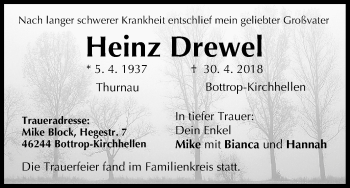 Anzeige von Heinz Drewel von MGO