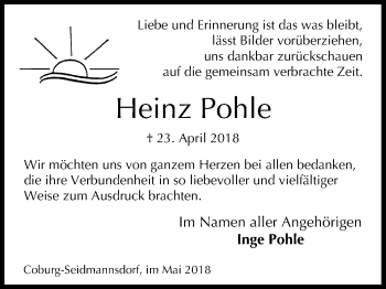 Anzeige von Heinz Pohle von MGO