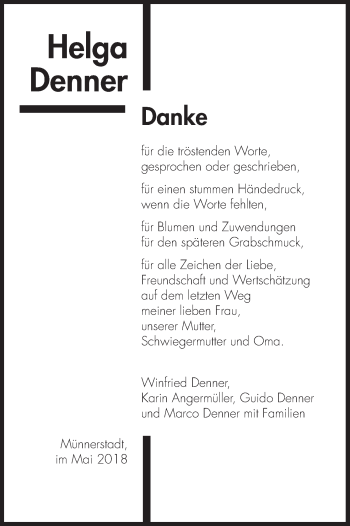 Anzeige von Helga Denner von MGO