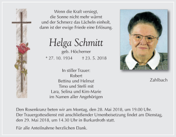 Anzeige von Helga Schmitt von MGO