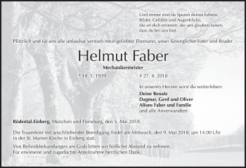 Anzeige von Helmut Faber von MGO