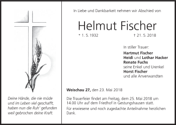 Anzeige von Helmut Fischer von MGO