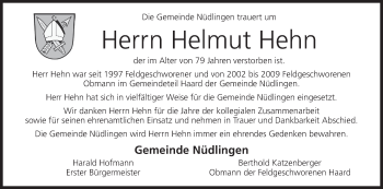Anzeige von Helmut Hehn von MGO