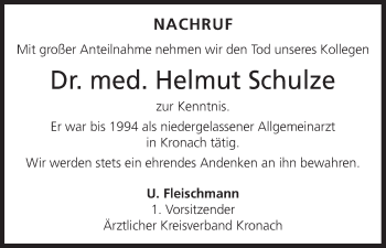 Anzeige von Helmut Schulze von MGO