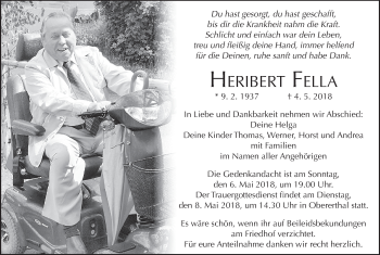 Anzeige von Heribert Fella von MGO