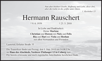 Anzeige von Hermann Rauschert von MGO