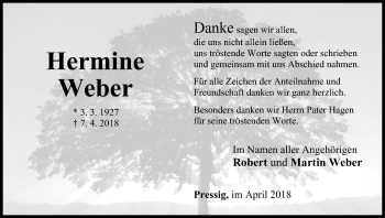 Anzeige von Hermine Weber von MGO