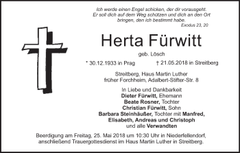 Anzeige von Herta Fürwitt von MGO