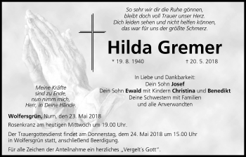 Anzeige von Hilda Gremer von MGO