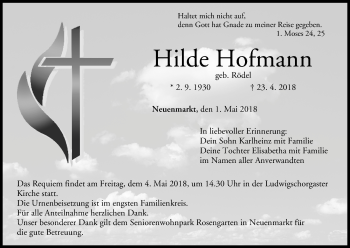 Anzeige von Hilde Hofmann von MGO