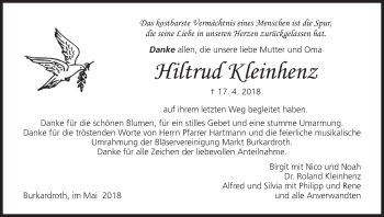 Anzeige von Hiltrud Kleinhenz von MGO