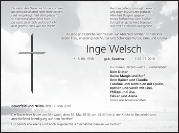Anzeige von Inge Welsch von MGO