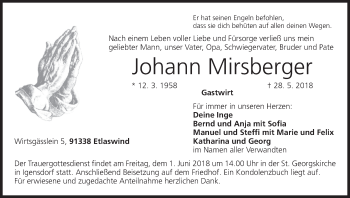Anzeige von Johann Mirsberger von MGO