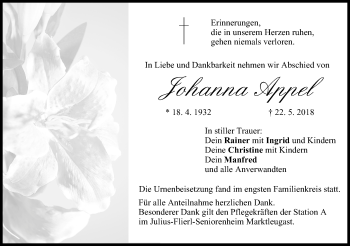 Anzeige von Johanna Appel von MGO