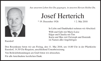 Anzeige von Josef Herterich von MGO
