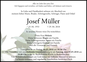 Anzeige von Josef Müller von MGO