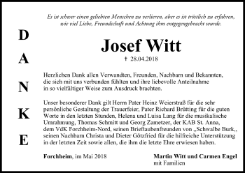 Anzeige von Josef Witt von MGO