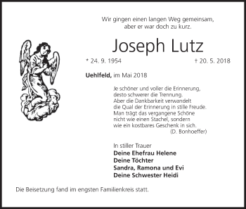 Anzeige von Joseph Lutz von MGO