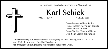 Anzeige von Karl Schick von MGO