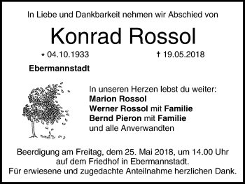 Anzeige von Konrad Rossol von MGO