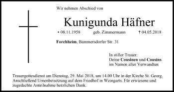 Anzeige von Kunigunda Häfner von MGO