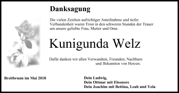 Anzeige von Kunigunda Welz von MGO