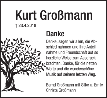 Anzeige von Kurt Großmann von MGO