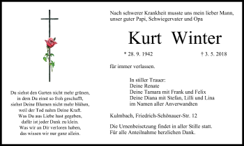 Anzeige von Kurt Winter von MGO