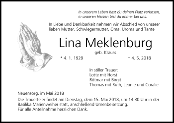 Anzeige von Lina Meklenburg von MGO