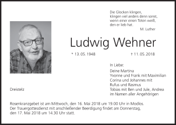 Anzeige von Ludwig Wehner von MGO